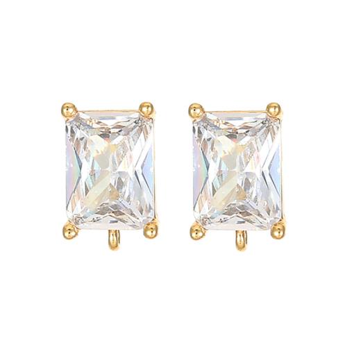 Brass Earring Stud Component, plated, different styles for choice & micro pave cubic zirconia & enamel, golden, Sold By Pair