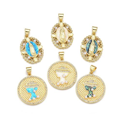 Cubic Zirconia Micro Pave Brass Pendant with Seedbead & Opal plated DIY & micro pave cubic zirconia Sold By PC
