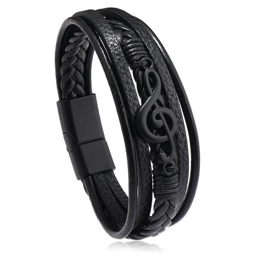 PU Leather Cord Bracelets Zinc Alloy with PU Leather handmade Unisex Length Approx 21.5 cm Sold By PC