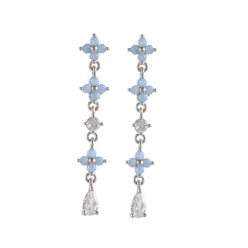Cubic Zirconia Micro Pave Brass Earring micro pave cubic zirconia & for woman Sold By Pair