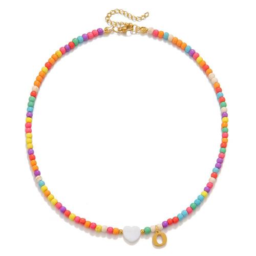 Seed verre collier de perles, Acier inoxydable 304, avec Seedbead & coquille, fait à la main, styles différents pour le choix & pour femme, plus de couleurs à choisir, Longueur:Environ 31-40 cm, Vendu par PC