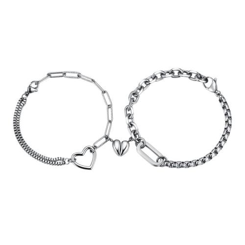 Couple Bracelet and Bangle Zinc Alloy plated Unisex silver color Length 16 cm Sold By PC