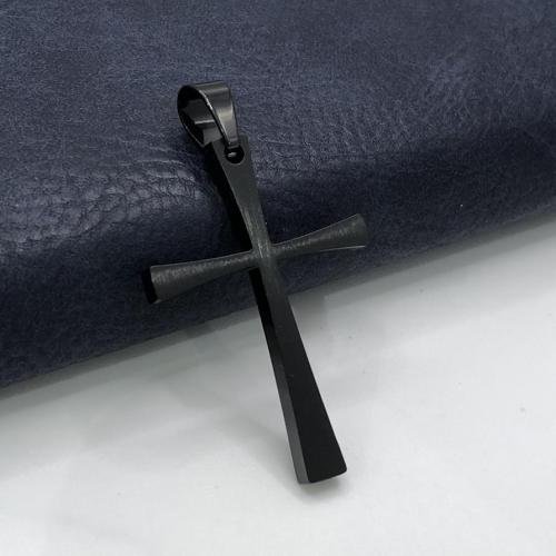 Stainless Steel Cross Pendants, 316L Stainless Steel, plated, two tone, black, 22x33mm, Hole:Approx 4x7mm, 4PCs/Lot, Sold By Lot