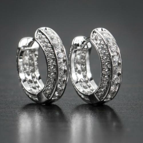 Cubic Zirconia Micro Pave Brass Earring fashion jewelry & Unisex & micro pave cubic zirconia 15.50mm Sold By Pair