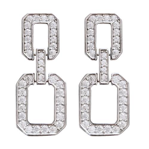 Cubic Zirconia Micro Pave Brass Earring, fashion jewelry & micro pave cubic zirconia & for woman, 28mm, Sold By Pair