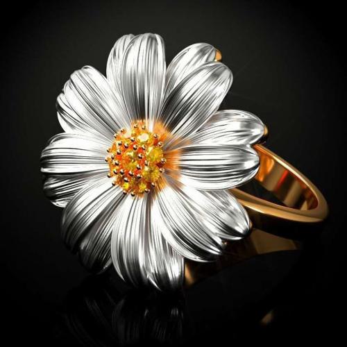 Kubisk Circonia Micro bane messing Ring, Flower, forskellig størrelse for valg & Micro Pave cubic zirconia & for kvinde, Solgt af PC