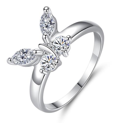 Cubic Zirconia Micro Pave Brass Ring Butterfly & micro pave cubic zirconia & for woman Sold By PC
