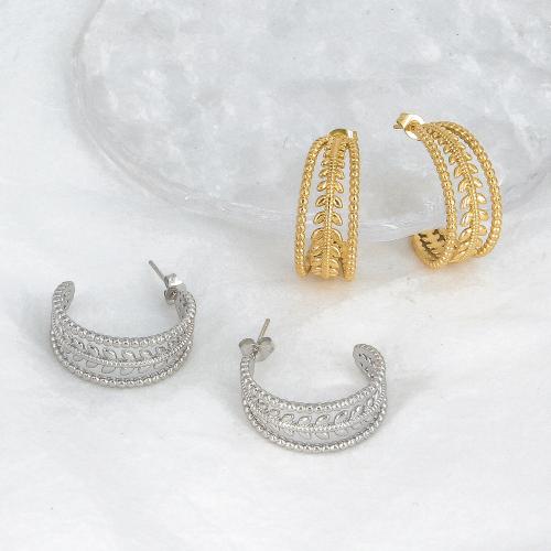 Boucle d'oreille de gaujon en acier inoxydable, Acier inoxydable 304, bijoux de mode & pour femme, plus de couleurs à choisir, 32x27mm, Vendu par paire