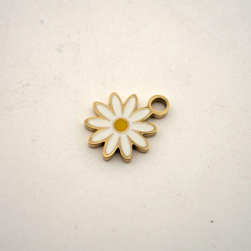 Stainless Steel Flower Pendant, 316 Stainless Steel, Daisy, DIY & enamel, 11x9mm, Sold By PC