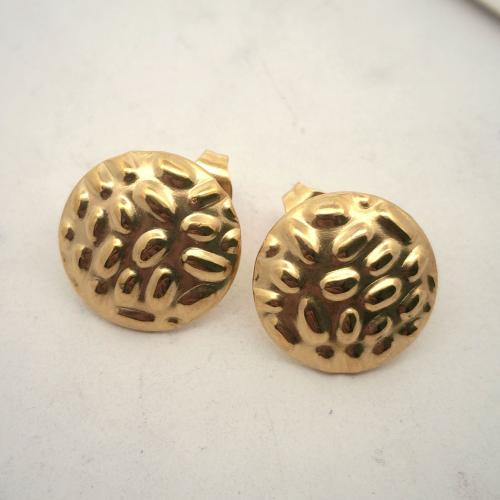 Stainless Steel Earring Stud Component, 304 Stainless Steel, DIY, golden, 14x14mm, Sold By Pair