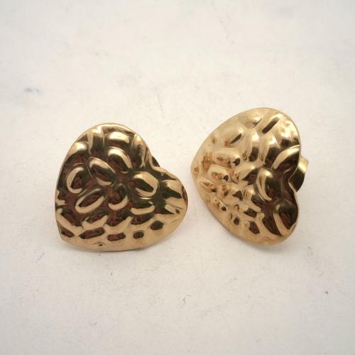 Stainless Steel Earring Stud Component, 304 Stainless Steel, Heart, DIY, golden, 16x15mm, Sold By Pair