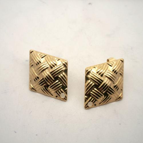 Stainless Steel Earring Stud Component 304 Stainless Steel DIY golden Sold By Pair