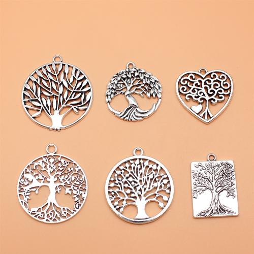 Tibetan Style Pendants, Tree, antique silver color plated, DIY, 6PCs/Set, Sold By Set