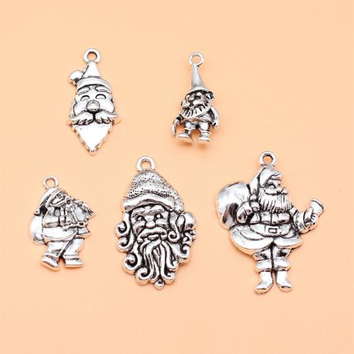 Tibetan Style Christmas Pendants, Santa Claus, antique silver color plated, DIY, 5PCs/Set, Sold By Set