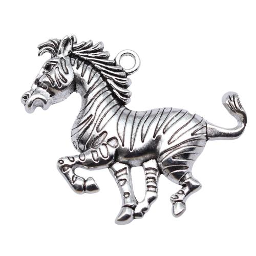 Pendentifs animaux en alliage de zinc, cheval, Plaqué de couleur d'argent, DIY, 49x38mm, Vendu par PC
