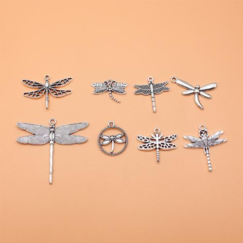 Tibetan Style Animal Pendants, Dragonfly, antique silver color plated, DIY, 8PCs/Set, Sold By Set