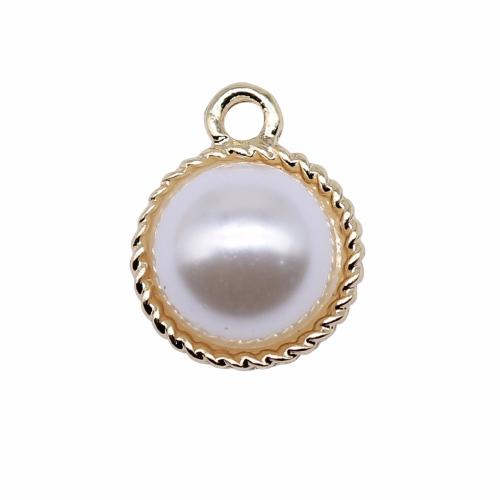 Ciondoli in lega di zinco, lega in zinco, with perla in plastica, Cupola, placcato color oro, DIY, 16x13mm, Venduto da PC