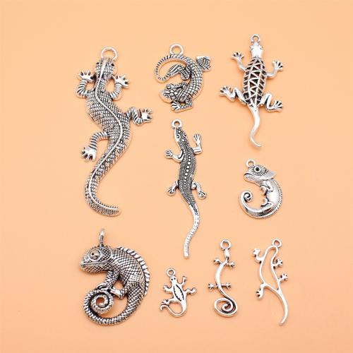 Tibetan Style Animal Pendants, Lizard, antique silver color plated, DIY, 9PCs/Set, Sold By Set