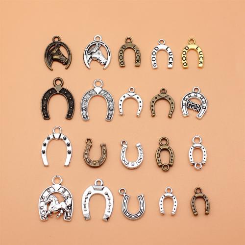 Tibetan Style Pendants, Horseshoes, plated, DIY, mixed colors, 20PCs/Set, Sold By Set