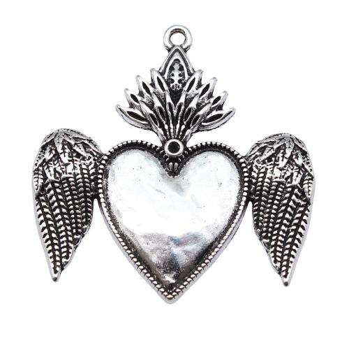 Tibetan Style Heart Pendants, antique silver color plated, DIY, 43x42mm, Sold By PC