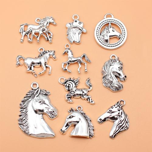 Tibetan Style Animal Pendants, Horse, antique silver color plated, DIY, 10PCs/Set, Sold By Set