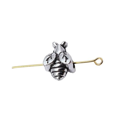 Perles animaux en alliage de zinc, abeille, Plaqué de couleur d'argent, DIY, 16x11.40x9.20mm, Trou:Environ 4.8mm, Vendu par PC