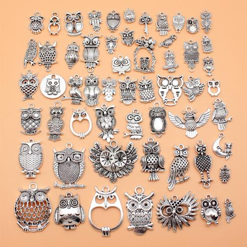 Tibetan Style Animal Pendants, Owl, antique silver color plated, DIY, 56PCs/Set, Sold By Set