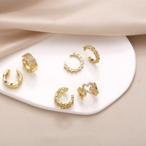 Cubic Zirconia Micro Pave Brass Earring gold color plated fashion jewelry & micro pave cubic zirconia golden nickel lead & cadmium free Sold By Pair