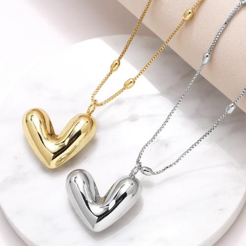 Brass Necklace with 5cm extender chain Heart plated fashion jewelry nickel lead & cadmium free Length 42 cm Sold By PC