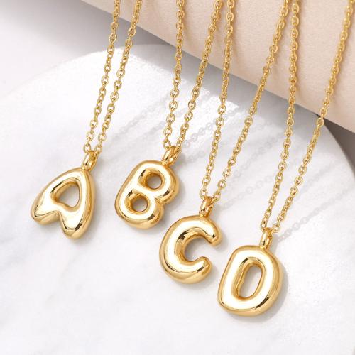 Brass Necklace, with 5cm extender chain, Alphabet Letter, gold color plated, fashion jewelry & different designs for choice, golden, nickel, lead & cadmium free, Length:45 cm, Sold By PC