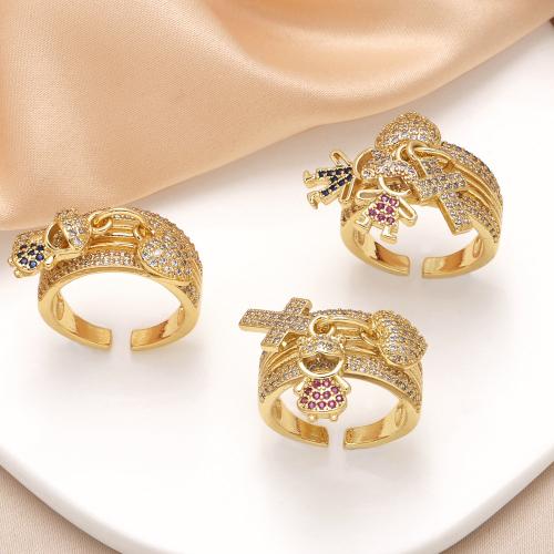 Cubic Zirconia Micro Pave Brass Ring gold color plated fashion jewelry & micro pave cubic zirconia golden nickel lead & cadmium free The inner diameter of the ring is 1.7cm Sold By PC