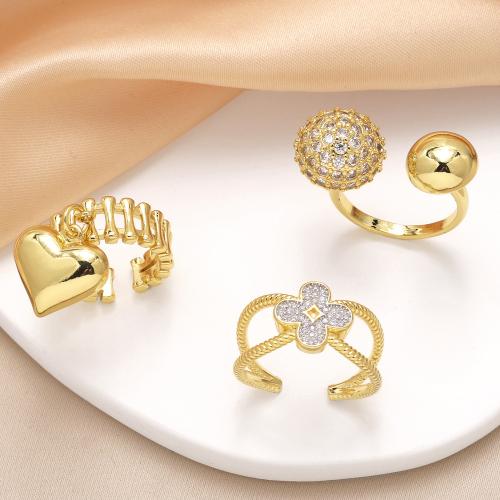 Kubieke Circonia Micro Pave Brass Ring, Messing, gold plated, mode sieraden & verschillende ontwerpen voor de keuze & micro pave zirconia, gouden, nikkel, lood en cadmium vrij, Verkocht door PC