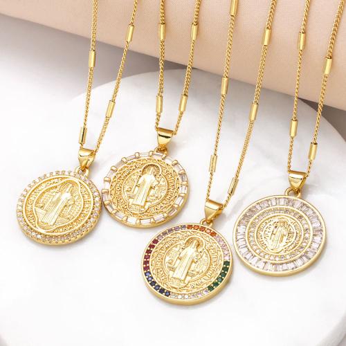 Cubic Zircon Micro Pave Brass Necklace with 5cm extender chain gold color plated fashion jewelry & micro pave cubic zirconia golden nickel lead & cadmium free Length 42 cm Sold By PC