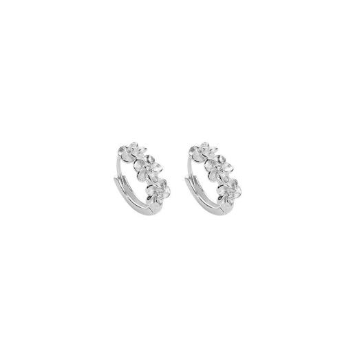 925 Sterling Silver Hoop Earrings, for woman, silver color, 13x5mm, Sold By Pair