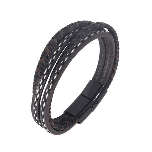 PU Leather Cord Bracelets Zinc Alloy with PU Leather handmade Unisex Length Approx 21 cm Sold By PC