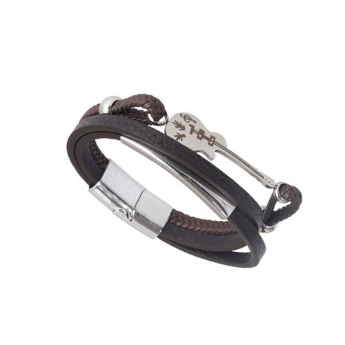 Bracelets cordon PU, alliage de zinc, avec cuir PU, fait à la main, unisexe, plus de couleurs à choisir, Longueur Environ 21 cm, Vendu par PC