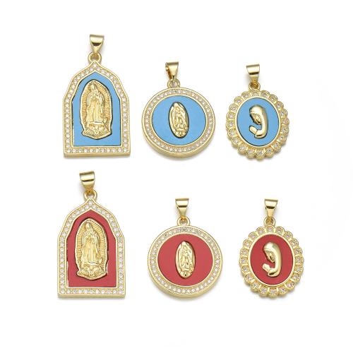 Cubic Zirconia Micro Pave Brass Pendant with turquoise plated DIY & micro pave cubic zirconia Sold By PC