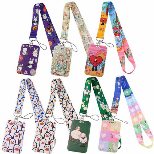 Polyester Lanyard Card Holder, with Wax Cord & ABS Plastic & Tibetan Style, Unisex & different styles for choice, more colors for choice, Sold By PC