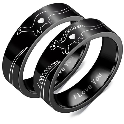 カップル指輪, 304ステンレススチール, ユニセックス & 異なるサイズの選択 & 異なるスタイルを選択, ブラック, 売り手 パソコン