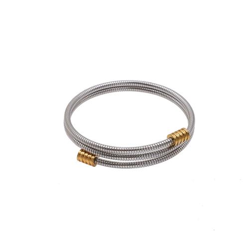 Titanium Stål Bangle, forgyldt, flerlags & slange kæde & for kvinde, flere farver til valg, Indvendig diameter:Ca. 60mm, Solgt af PC