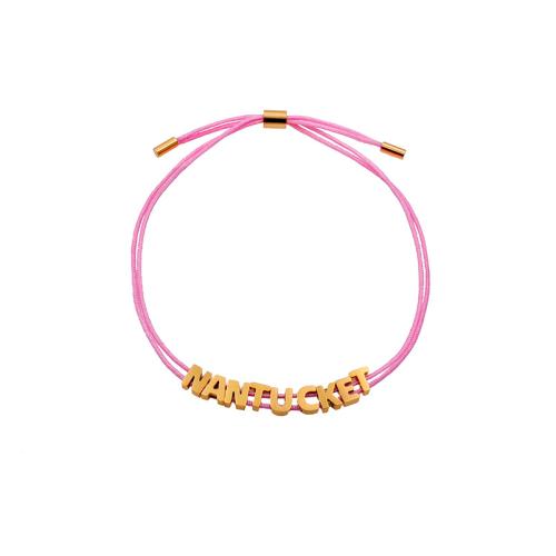 304 Stainless Steel Bracelet, with Polyester Cord, Alphabet Letter, gold color plated, fashion jewelry & for woman, more colors for choice, Length:Approx 6-10 Inch, Sold By PC