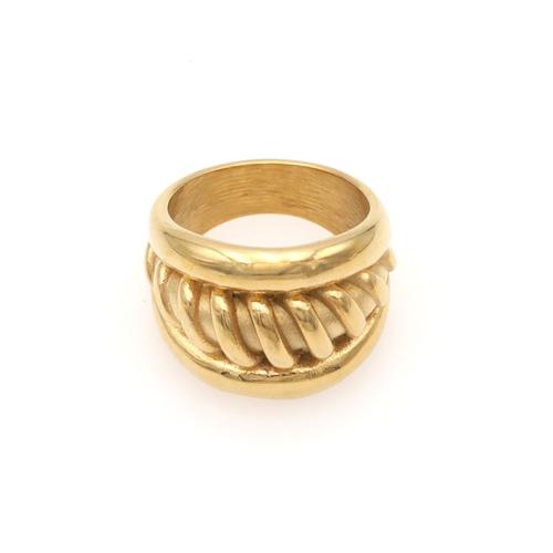 Titanium Steel Finger Ring, arany színű aranyozott, különböző méretű a választás & a nő, Méret:6-9, Által értékesített PC
