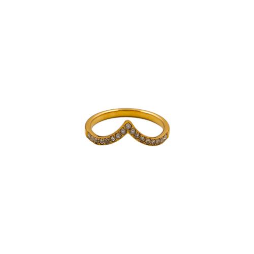 Titanium Steel Δάχτυλο του δακτυλίου, επιχρυσωμένο, για τη γυναίκα & με στρας, περισσότερα χρώματα για την επιλογή, Μέγεθος:7, Sold Με PC