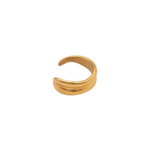 Partículas de aço Cuff Ring Finger, cromado de cor dourada, tamanho diferente para a escolha & para mulher, tamanho:6-9, vendido por PC