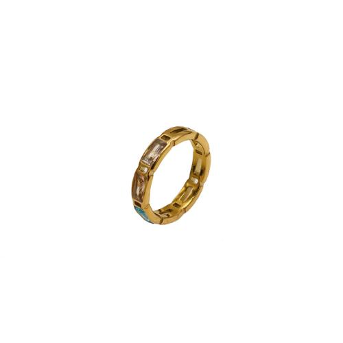 Titanium Steel Δάχτυλο του δακτυλίου, χρώμα επίχρυσο, μικρο ανοίξει κυβικά ζιρκονία & για τη γυναίκα, Μέγεθος:8, Sold Με PC