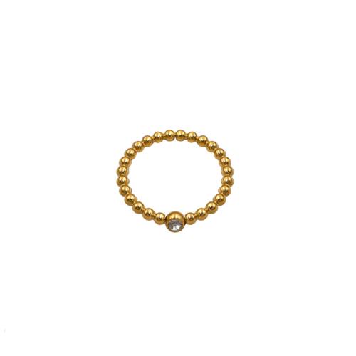Partículas de aço anel, cromado de cor dourada, micro pavimento em zircônia cúbica & para mulher, tamanho:8, vendido por PC