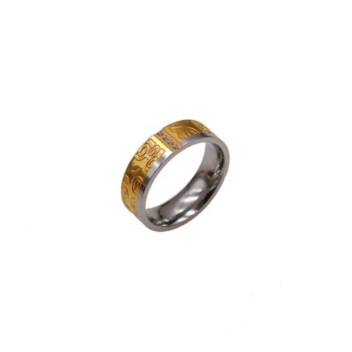 Titanium Steel Finger Ring, galvanizált, az ember & strasszos, Méret:7, Által értékesített PC