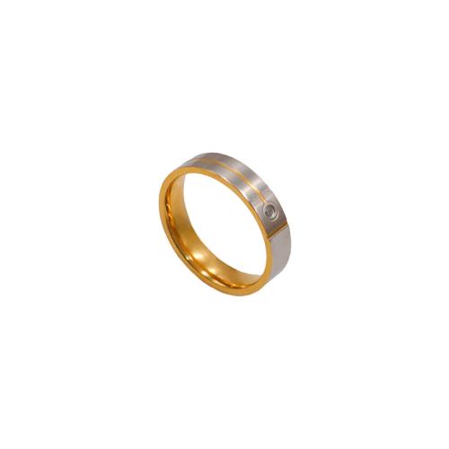 Titanium Steel Δάχτυλο του δακτυλίου, επιχρυσωμένο, για τον άνθρωπο & με στρας, Μέγεθος:9, Sold Με PC