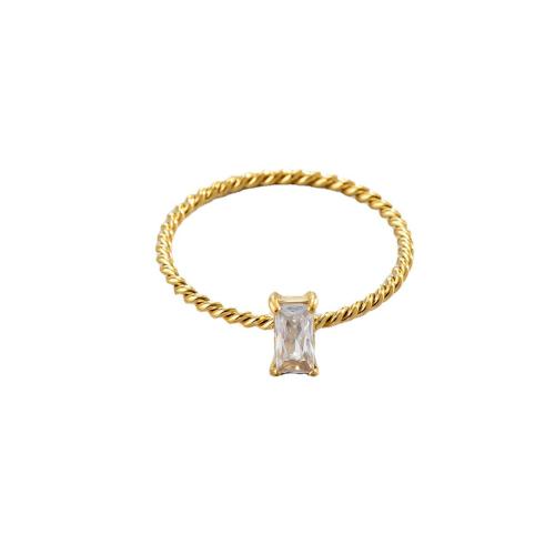 Titantium acciaio anello, Motivo geometrico, placcato color oro, formato differente per scelta & per la donna & con strass, Misura:6-9, Venduto da PC