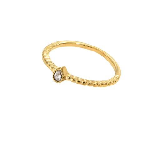 Titanium Steel Finger Ring, Könnycsepp, arany színű aranyozott, különböző méretű a választás & mikro egyengetni cirkónia & a nő, Méret:6-9, Által értékesített PC